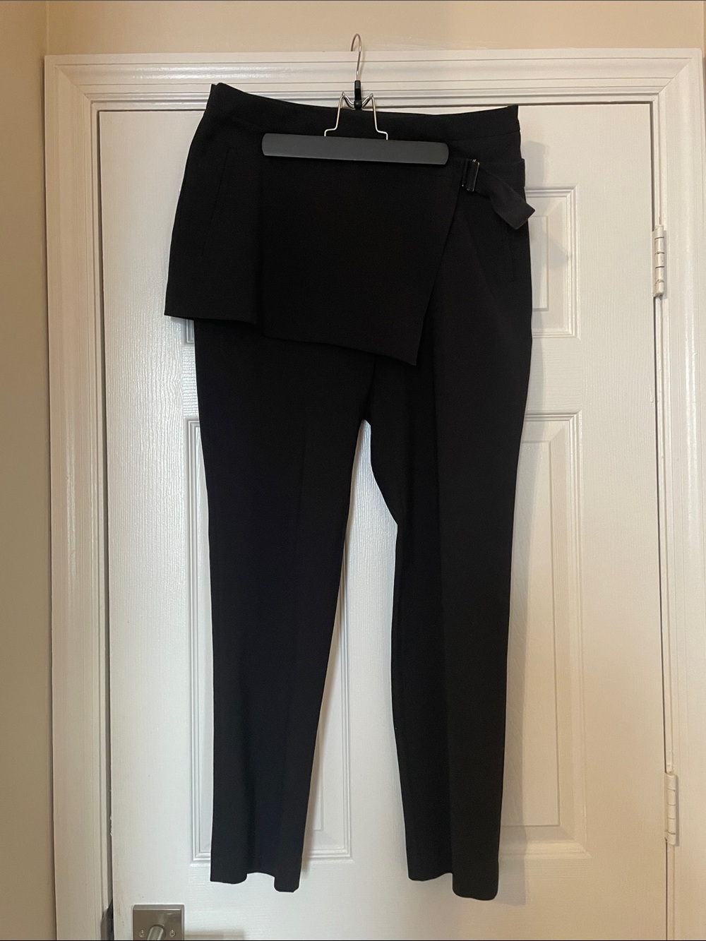 BCBGMaxAzria Black Asymmetric Wrap Skirt Skinny Trousers